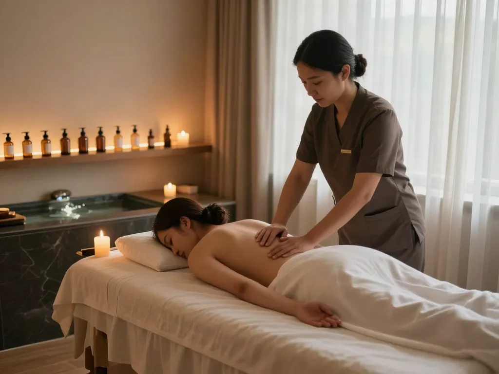 Relaxing atmosphere for 양재동출장마사지 in a professional spa with calming elements.